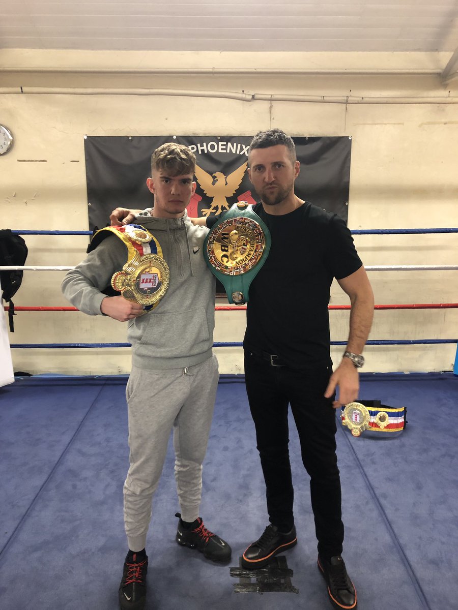 PhoenixABC1's tweet image. Former Phoenix boxer and world champion @Carl_Froch with our two @England_Boxing junior national champions Marcus Ellis and Sinead Willbye.