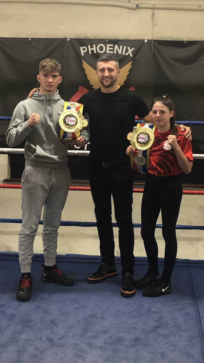 PhoenixABC1's tweet image. Former Phoenix boxer and world champion @Carl_Froch with our two @England_Boxing junior national champions Marcus Ellis and Sinead Willbye.