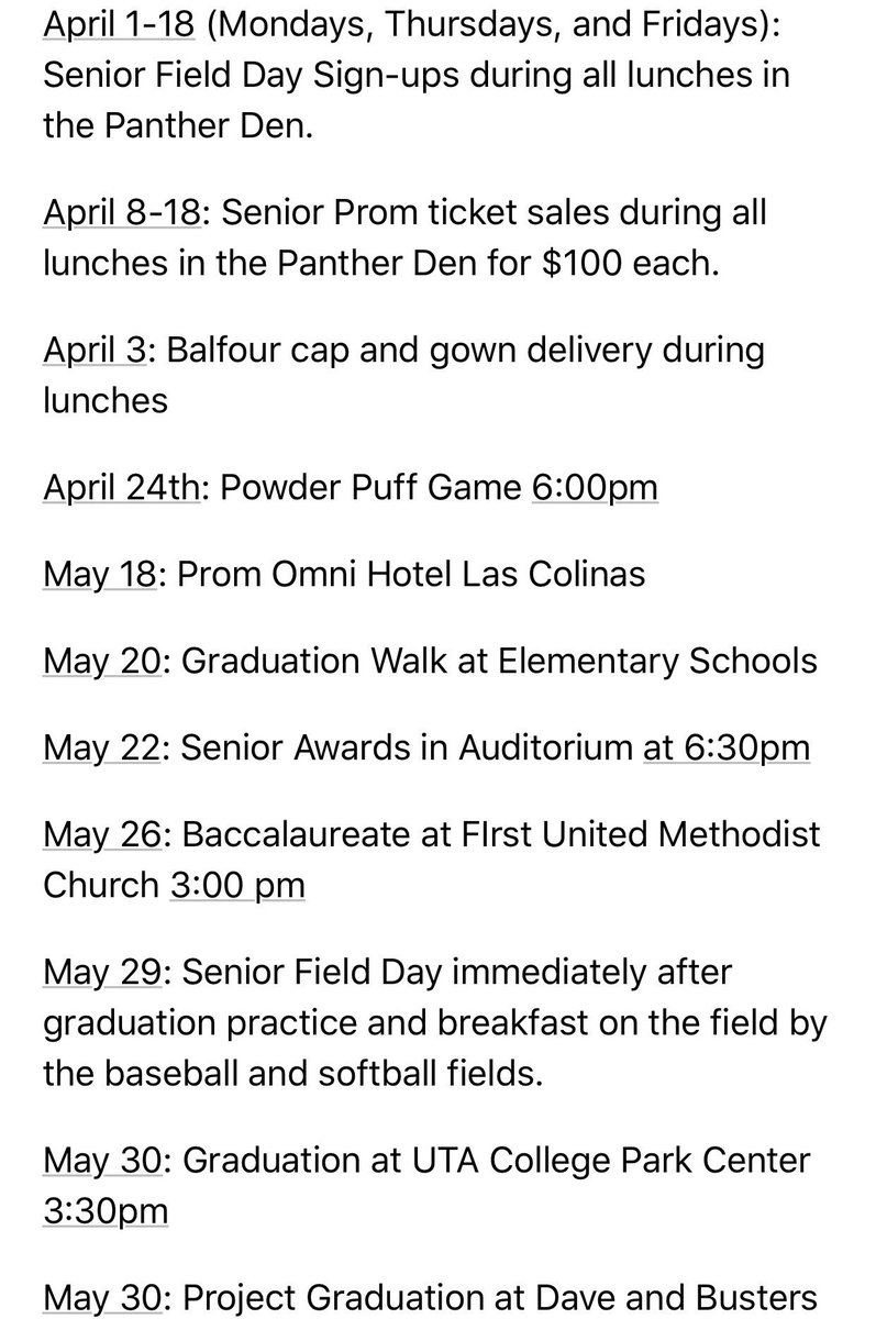 chhssenior2022's tweet photo. Upcoming Senior Events: https://t.co/Z8DuC2ELZo