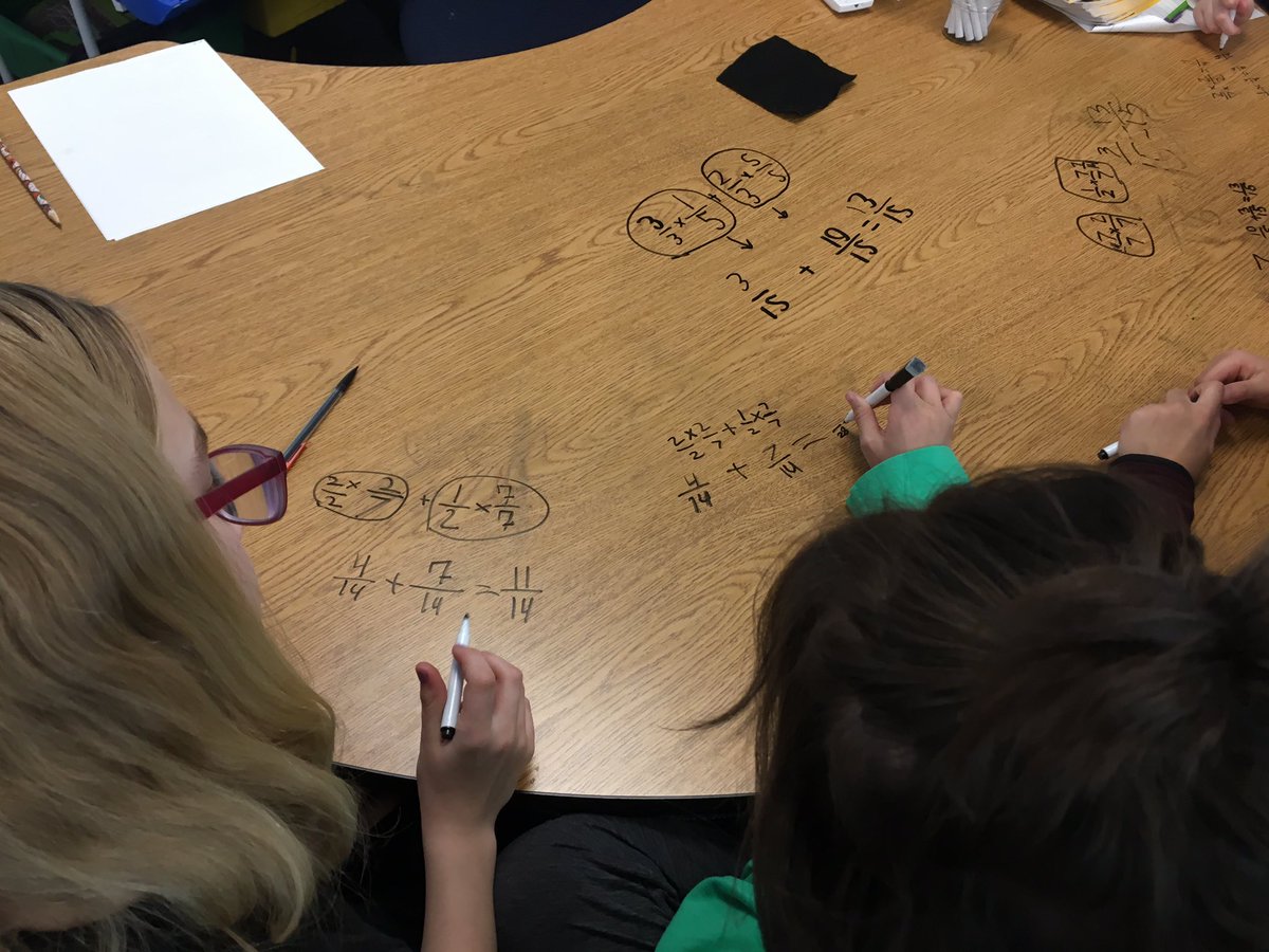 edwmisselliott's tweet image. Writing on the table definitely makes practice more engaging! #mathrocks #fractionsarefun