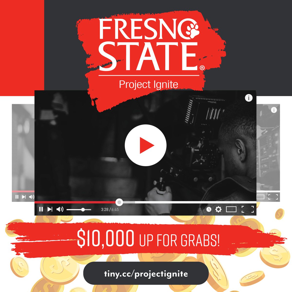We really want to give away $10,000. Really we do.
Get going on your idea, build your team and let us help develop your video.
Submission period is 4/1-4/15.
ignite.innovate.fresnostate.edu