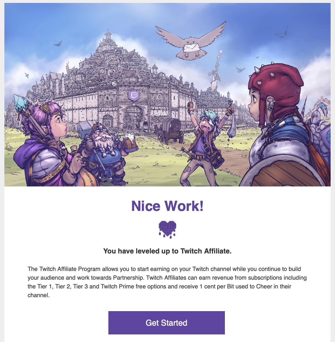 Yey! The email I have been waiting for. Thanks to everyone! It's been an amazing journey, and I can't wait for it to continue! #twitch #StreamerNetwork #SupportAllStreamers