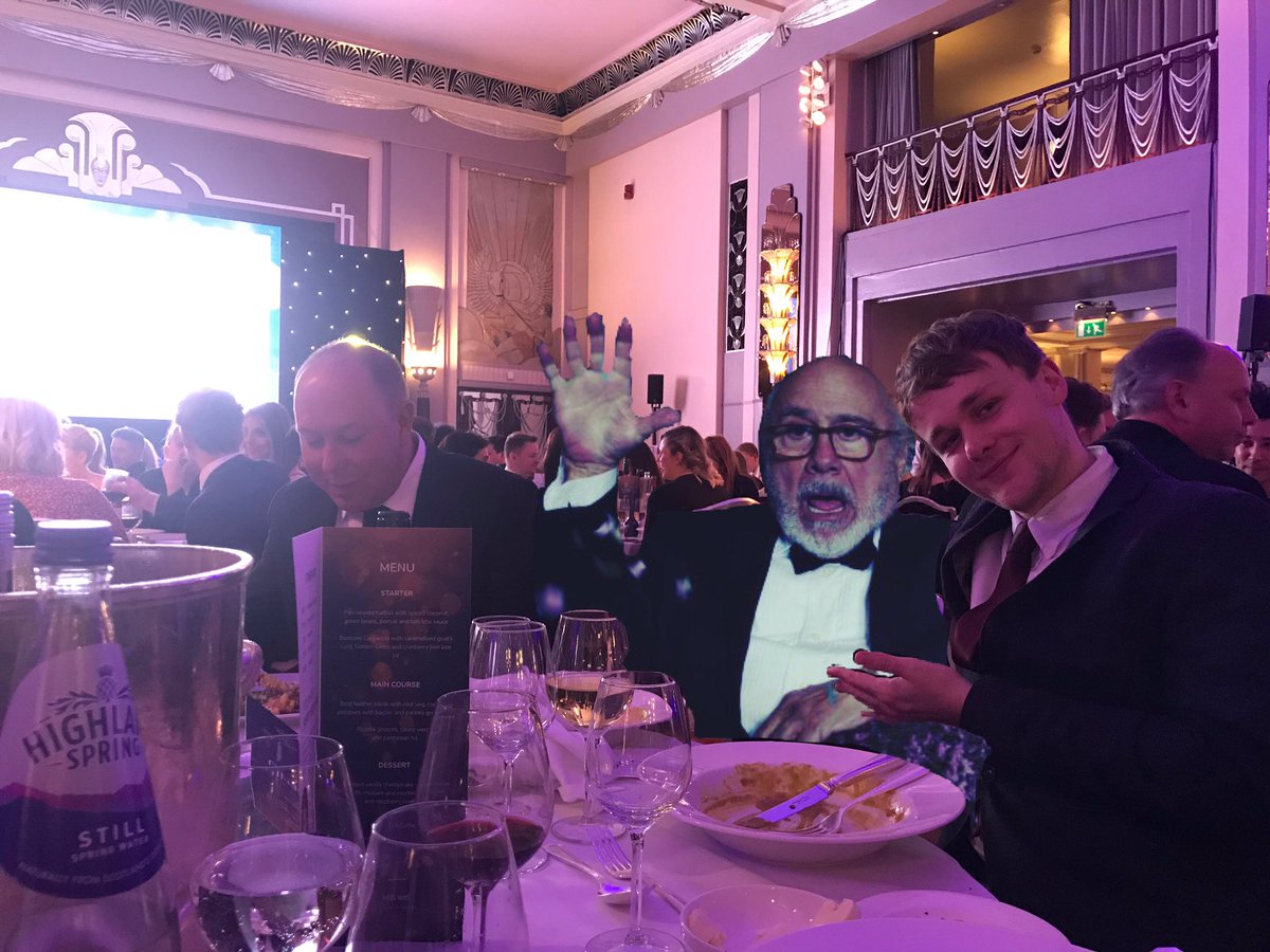 ed_otty's tweet image. So good to have @DannyDeVito with us at the @theimawards on #Table10. No paps please (but he wants free champagne) #IMA19