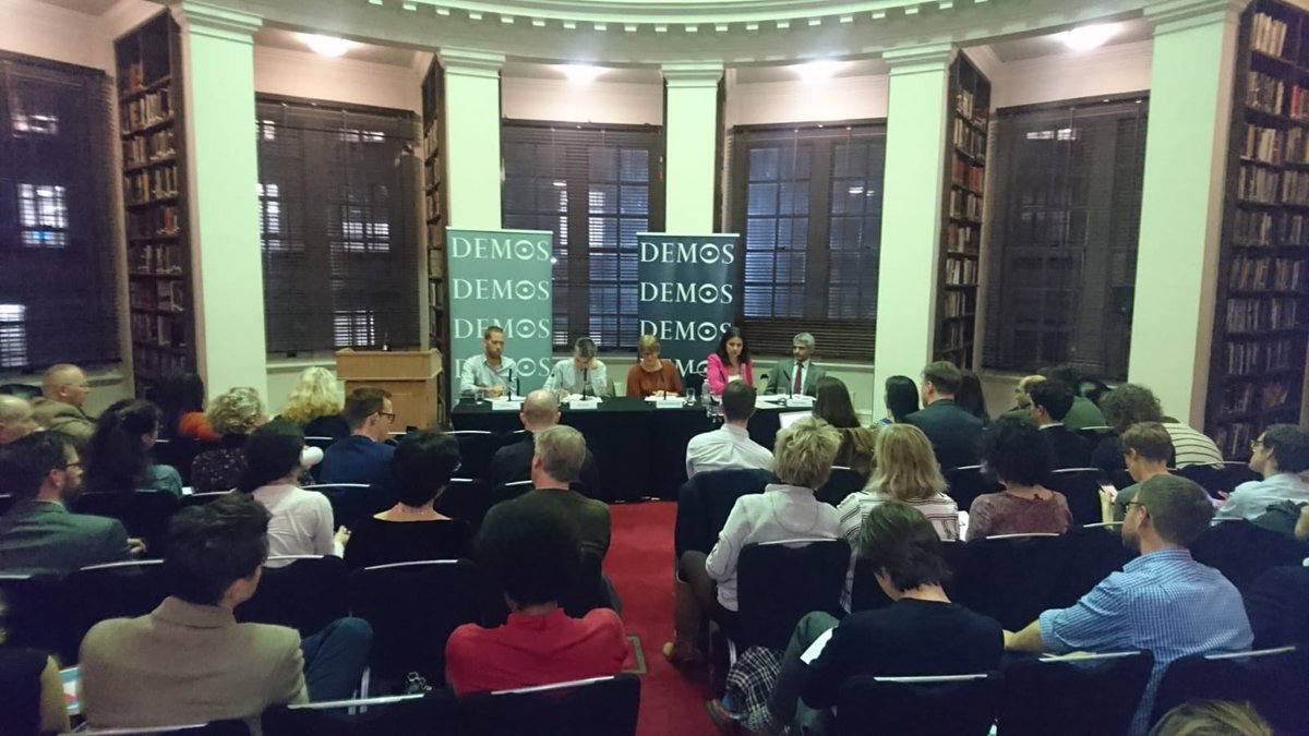 Demos's tweet photo. Thank you to our brilliant panellists @heidiallen75 @PollardTom @Deven_Ghelani @julietmellor and @bengglover. Important discussion this evening on the future of the DWP and how we create better welfare provision for ill & disabled people #pathwaysfrompoverty https://t.co/qexojp1uTo