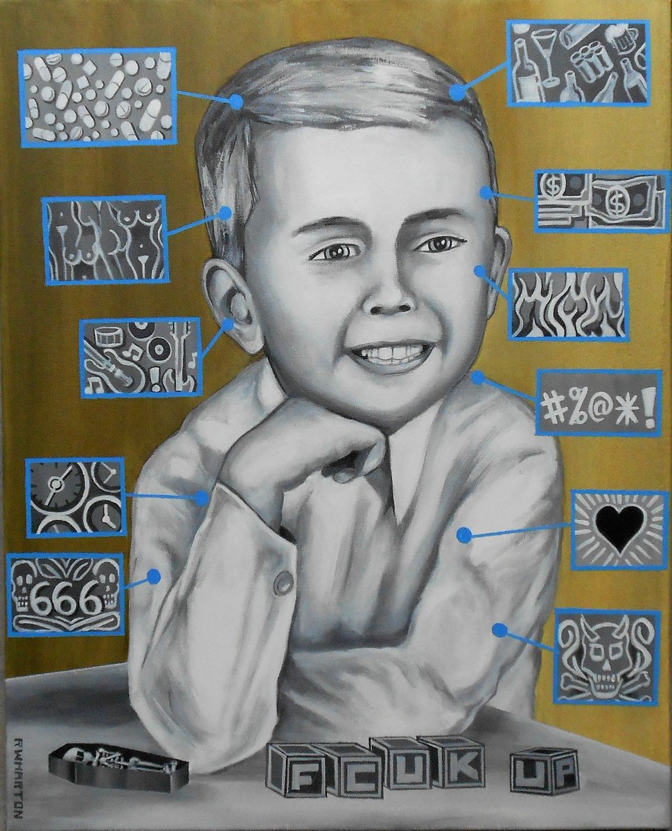 'The inevitable Corruption of Mommy's little Angel' 2019 24x30 Acrylic on canvas #lowbrowart #southerncalifornia #sandiego #sandiegoartists #theartpimp #rwharton #ronwharton #pimperialbeachstudio #popsurrealism #modernpopart