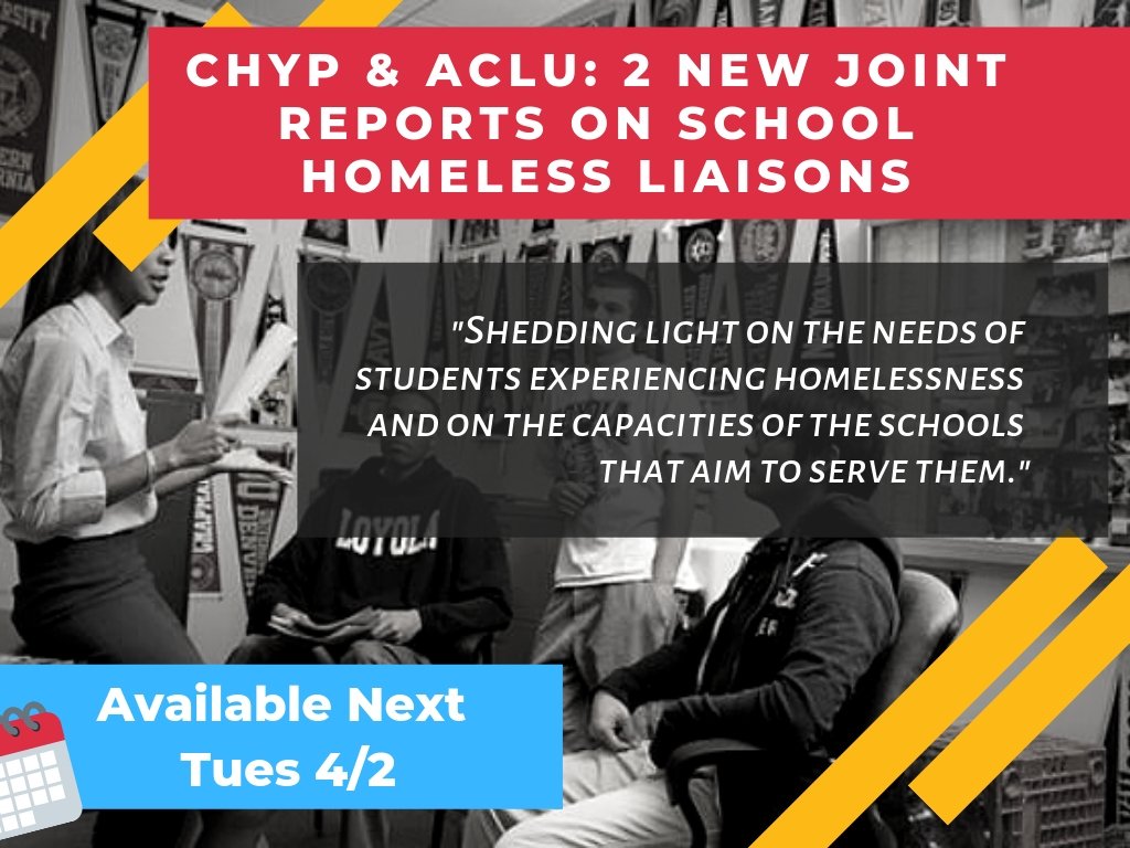 CAHomelessYouth's tweet photo. Look for our 2 new joint reports out next week with ACLU! Highlighting challenges faced by K-12 & college homelessness liaisons in effectively serving students plus recommendations for change. #collegehomelessness #endyouthhomelessness https://t.co/RXQGtzwEVH