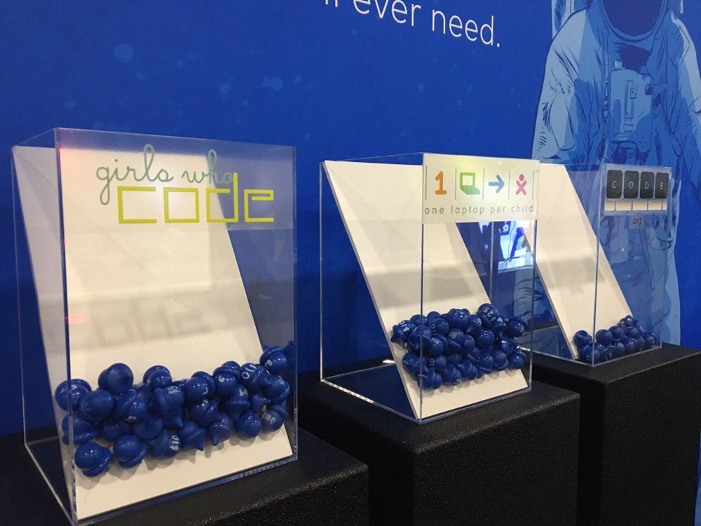 blueacornici's tweet photo. Each of these acorns represents a donation to charity. Come by our booth at #AdobeSummit to play a game and help us reach our goal! We are donating to three very worthy #TechFocused organizations @GirlsWhoCode @OLPC @codeorg Meet us in booth 925! #GiveBack @AdobePartner https://t.co/IBYZB3Ya1M