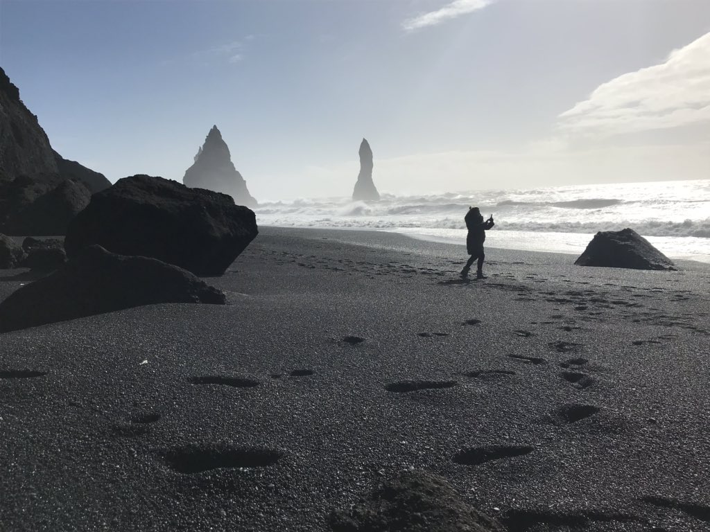 khemphillips's tweet photo. Day 3 of Iceland found us at the beach. We also did a glacier walk, climbed to the top of a waterfall, and walked behind another waterfall. #ghsrocks #waycoolscience https://t.co/lWBk9CHhBW