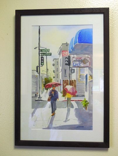 matboardandmore's tweet photo. "These Boots" watercolor by Beth Bourland of Alameda, Calif. Part of a series on Oakland's Chinatown District. https://t.co/CCICWZf3AU #art #artwork #painting #paintings #watercolor #watercoloring #California #thesebootsaremadeforwalking #cityscape #matboard https://t.co/ZcJJN5IiDe