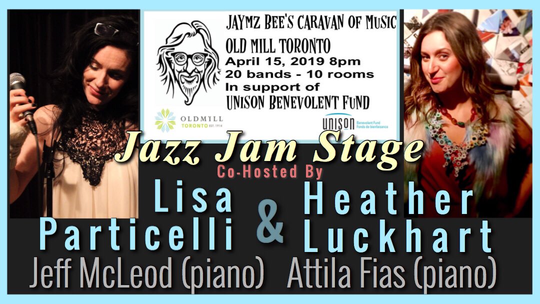 HeatherLuckhart's tweet photo. #JaymzBee's #CaravanOfMusic takes over @oldmilltoronto on April 15! 20 acts in 10 rooms! I'll be co-hosting the #jazzjam stage with rad musicians! (Including @lisaparticelli + @AttilaFias)! Tickets here: https://t.co/Cd8QUAzBef @jaymzbeesez https://t.co/z5lHpL7Ovk