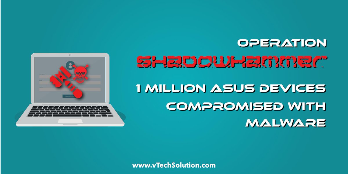 vTechSolusnInc's tweet photo. Operation ShadowHammer: 1 Million ASUS Devices Compromised With Malware. View Blog --> https://t.co/tLnsKzbAhk #OperationShadowHammer #ASUS #ShadowHammer
#Malware #Cybersecurity #CyberAttack #Malicious #Cybercrime #Security #Infosec #TargetedIndividuals #Hacker https://t.co/XTRYnlssn9