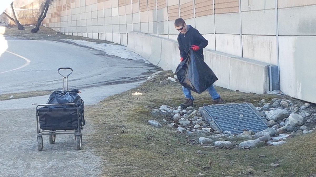 Bentguy516's tweet photo. My son took the dog for a walk on the community trail near our house. He was disgusted by the litter along the trail. He came home and grabbed a wagon and garbage bags and returned and cleaned it all up. He filled 4 garbage bags from the 400m stretch of trail. Proud of my boy! https://t.co/BiIIe3gGzc