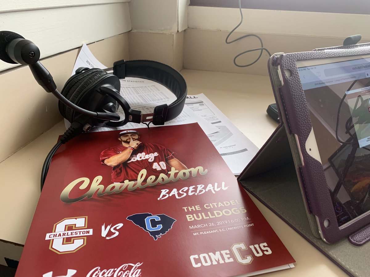 TheCitadelNet's tweet photo. @CitadelBaseball on the air tonight in Charleston vs @CofCSports  on 94.7FM/910AM. First pitch at 6pm. Luke Mauro and @JayHarperVO on the call. https://t.co/PrFX8E9PJ5