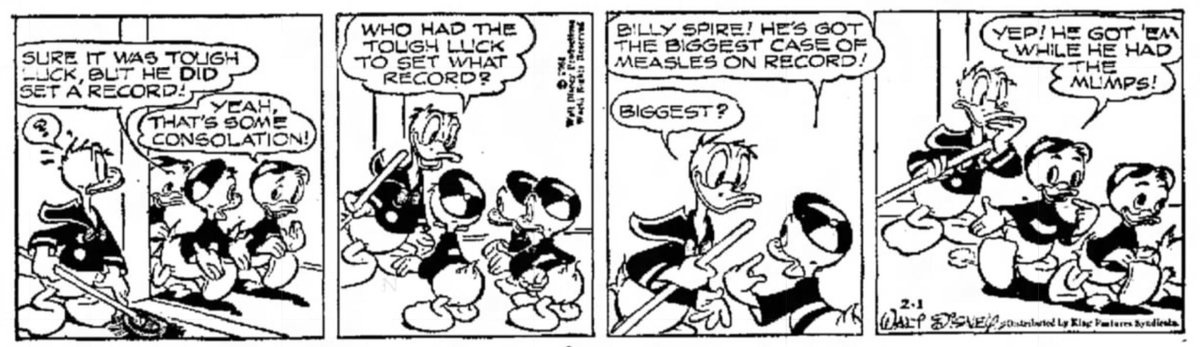 In this Donald Duck comic strip, they joke about someone who had  #measles and mumps at the same time.Why were they so unafraid of these infections before vaccines were available?