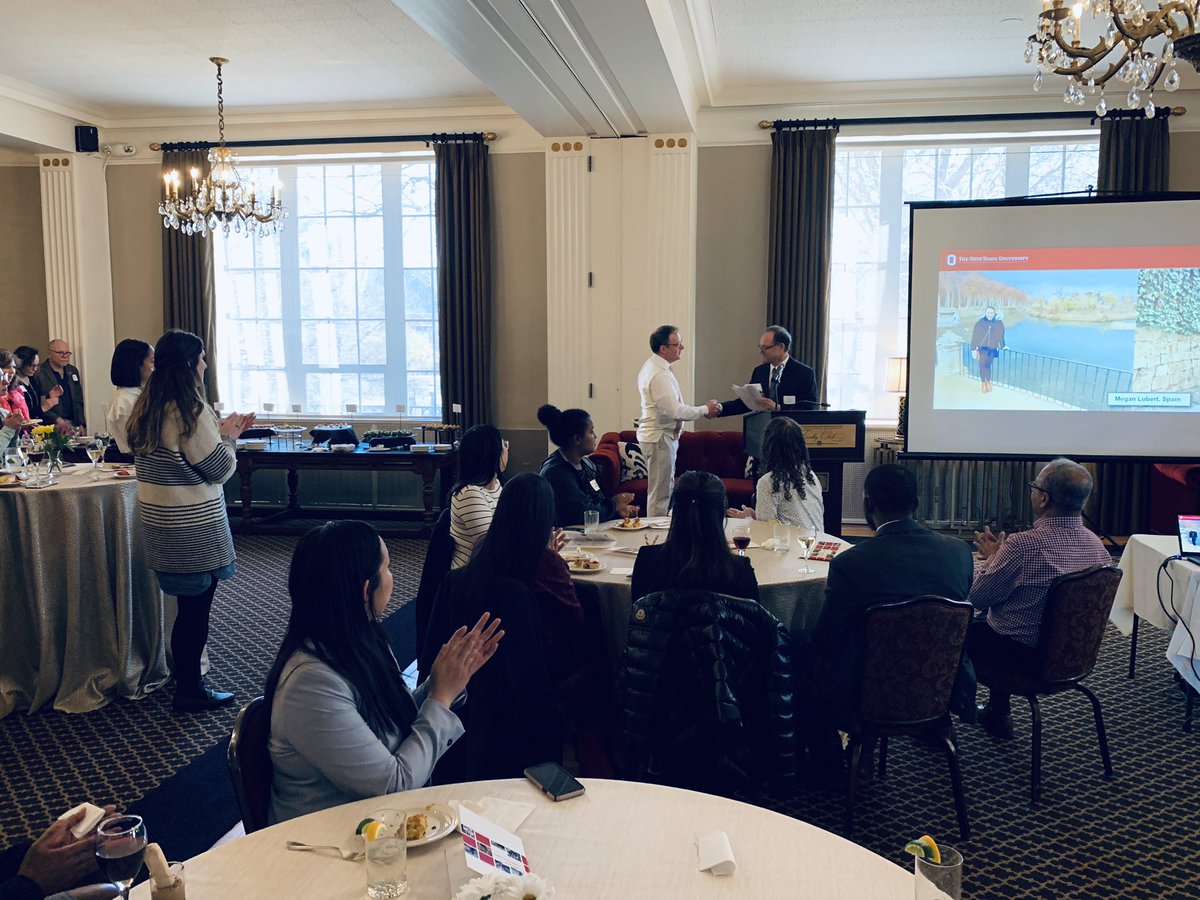 UCMichaelDrake's tweet photo. Wonderful to celebrate our @FulbrightPrgrm recipients this evening. @OhioState is a top producer of Fulbright scholars. #FulbrightWeek https://t.co/cO2a3Od88n