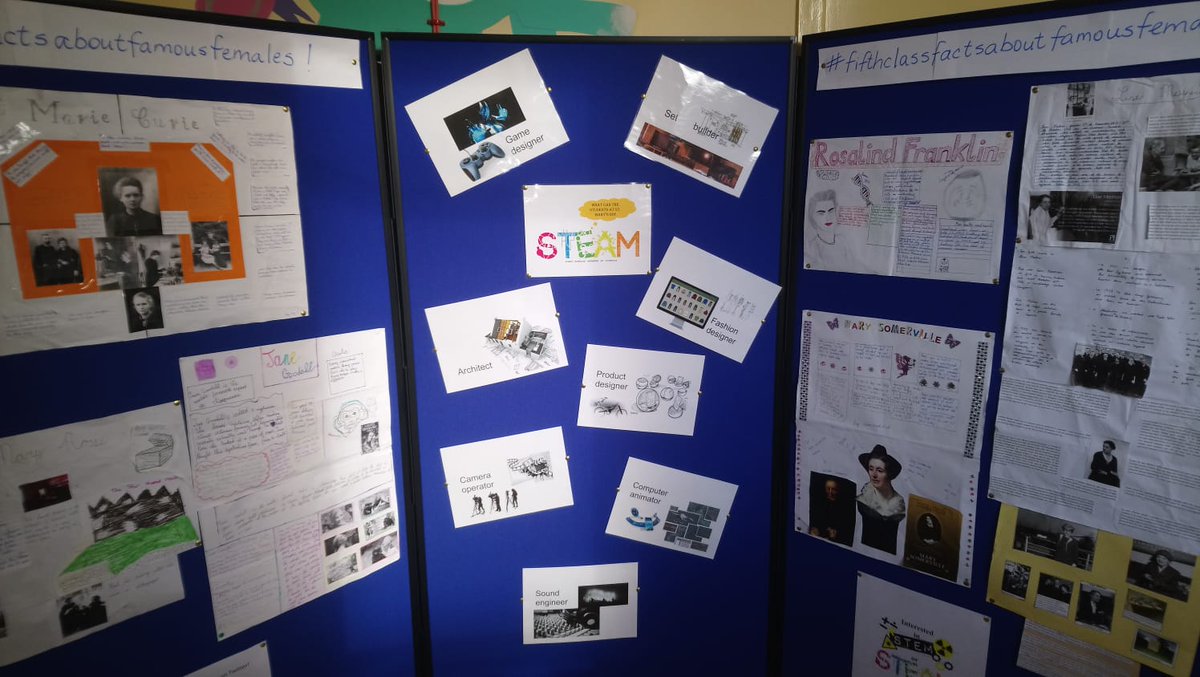 Ms_O_Sullivan's tweet photo. Check out the projects our fifth class students have been working on #featuringfantasticfeministfluviologists #allthegoodsciencepunsArgon #runningoutofSTEAM https://t.co/BwjSHC5jW5