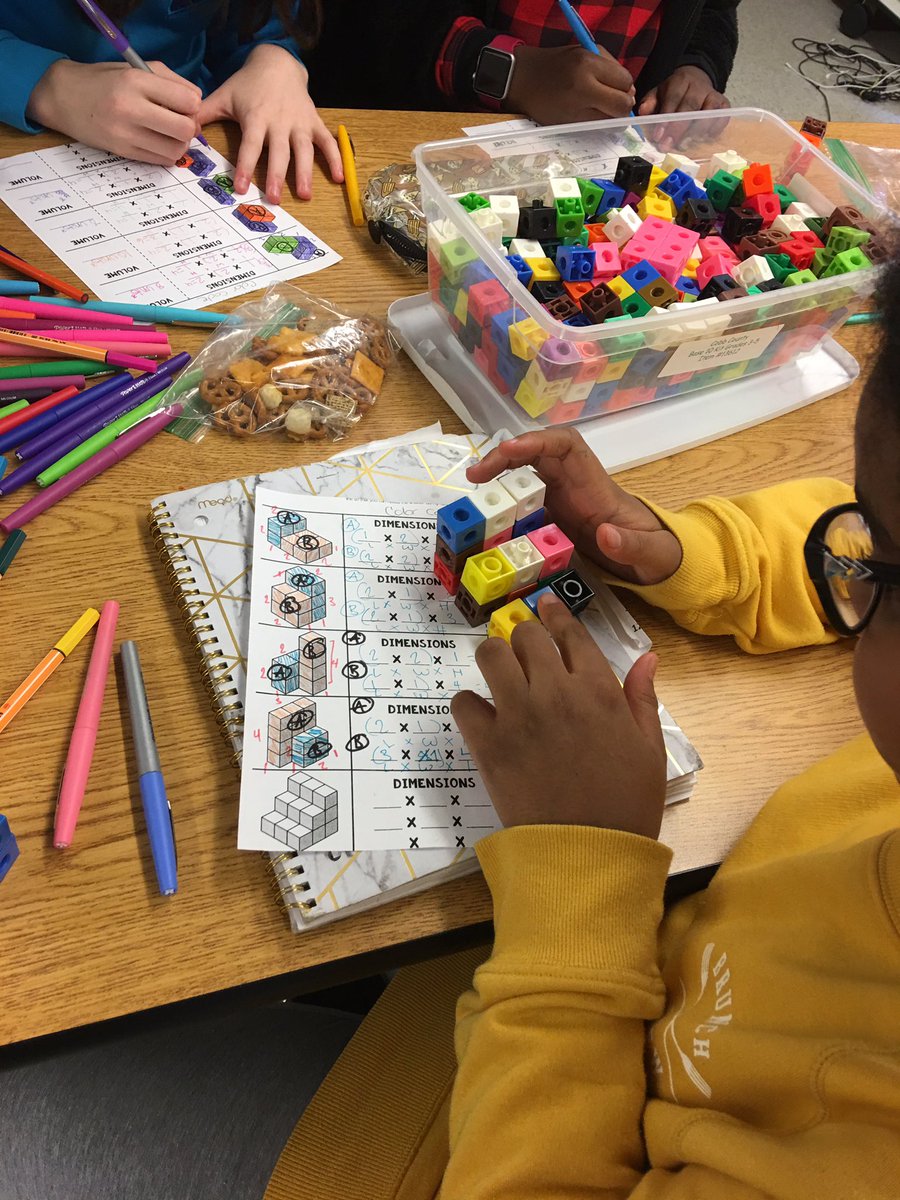 PamRountree's tweet photo. Composite Volume.... huh? Unit cubes to the rescue as Ss learn about its meaning! I heard a lot of ”Oh, it’s just 2 rectangular prisms put together!” @FreyFlames @CobbMathDept #frey5thgrade #teachingvolume #meaningofvolume #engagecobb #studentengagement https://t.co/R2H2opPsEt