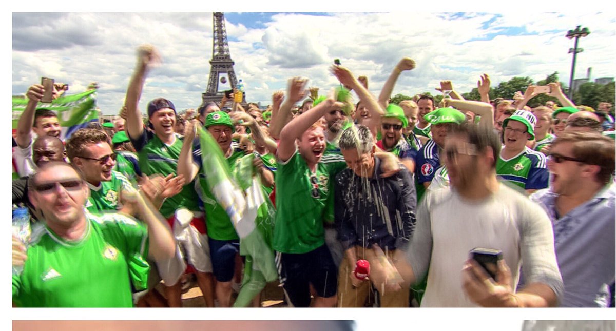 I followed Northern Ireland fans around France for 3 weeks in 2016. 
Night and day. 
I didn’t hear one sectarian song. Or one sectarian comment.
These are the true fans. 
Not the few singing anti-Catholic songs in a pub on Sunday night.