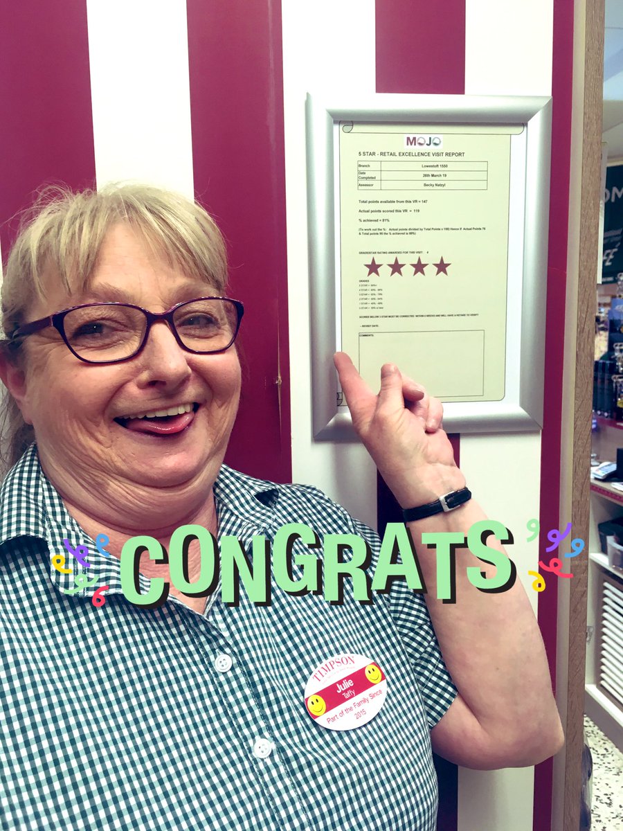BNatzyl's tweet photo. Congrats to Team Lowestoft on their 5* visit report score of 4* and 81% ๐๐ป๐๐๐๐ #area65 #fabstandards @NickoRobo46 @gjwry @Kezzad7 @MOJODryCleaners @JamesTCobbler https://t.co/22mMnVPrMK