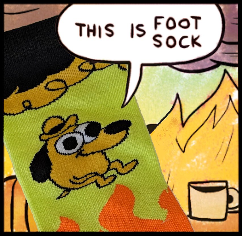topatoco's tweet photo. A familiar face now appears ankle-height! The Foot Sock represents us all. #ThisIsFine #QuestionHound
https://t.co/Xx41uXIwlu @kcgreenn https://t.co/nu7XrKSgdb