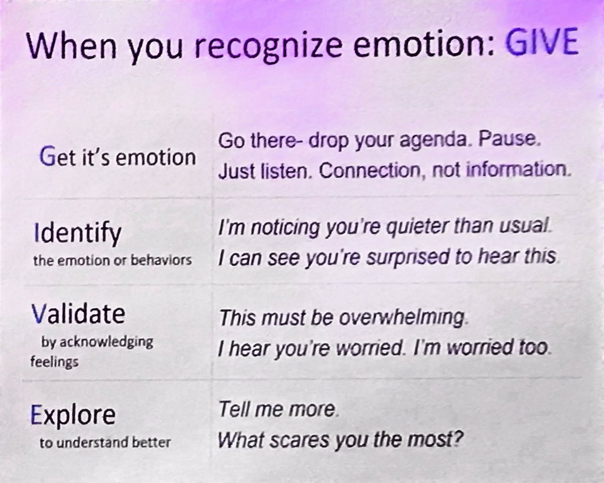 Important reflections from @laurakanerock on how we respond to feelings: we tend to respond with facts, but we should address the emotion first. Get out of the habit of 1-4, go for number 5 and GIVE
#smacc