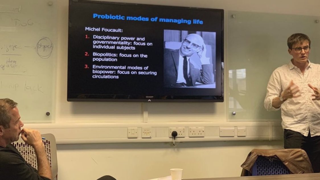 DavidCh27992090's tweet photo. Huge pleasure to have @jsplorimer here @CSDWestminster talking on the #biopolitics of leveraging #ProbioticLife in the #Anthropocene https://t.co/Hy1wotctPv