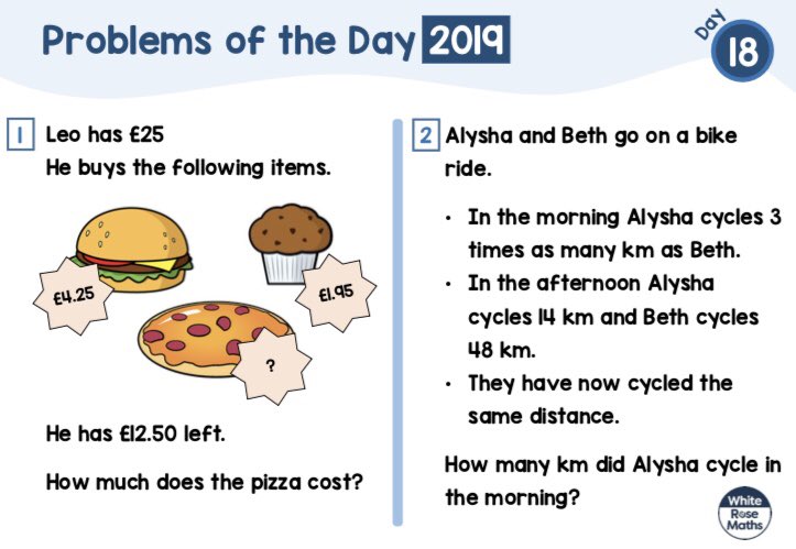 ⭐️ It’s a bit of a late one tonight so hopefully you’re all tucked up in bed but here’s tomorrow’s problems ready to download in the morning. Good luck whiterosemaths.com/resources/clas…