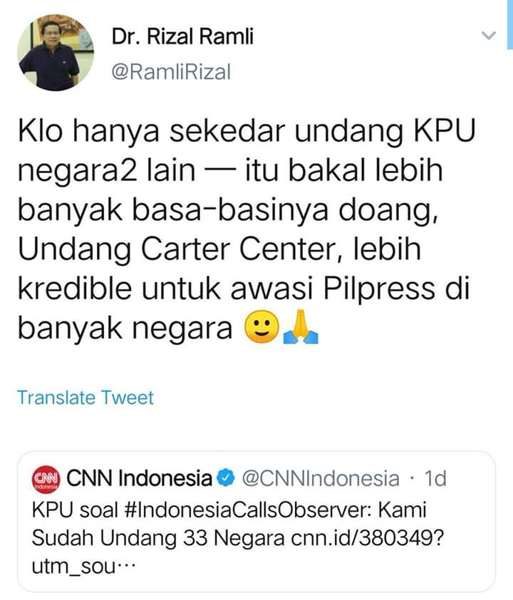 fatmappa's tweet photo. Mari gaungkan tagar #IndonesiaCallsCarterCenter..memanggil negara lain utk mengawasi Bukan menguasai.  #IndonesiaCallsCarterCenter https://t.co/YU4uLXy4J3