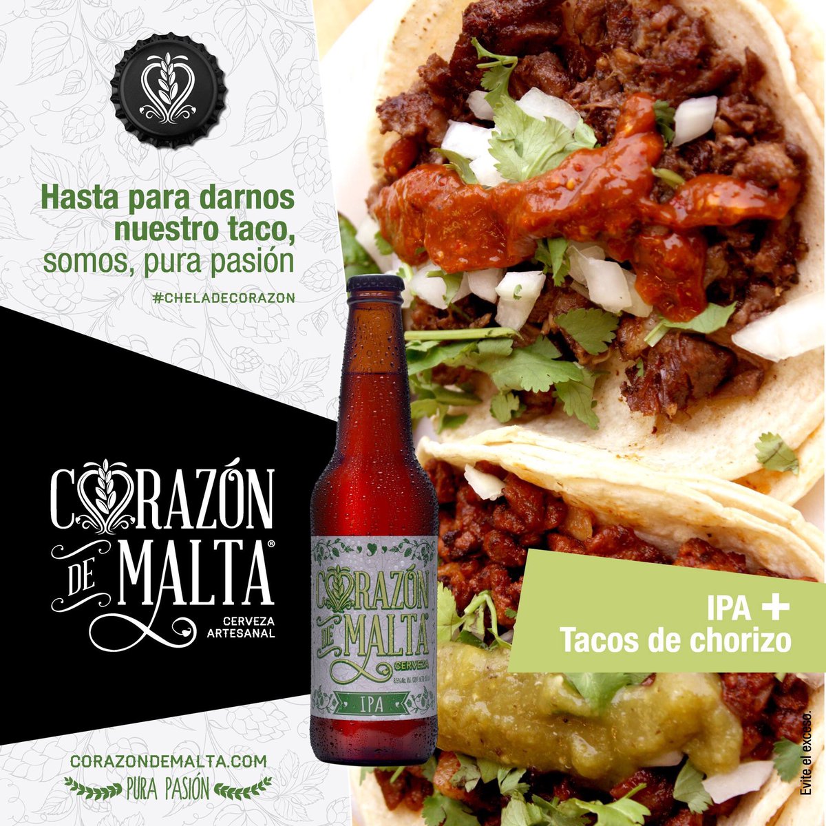 corazondemalta's tweet photo. ¡Una IPA bien fría y unos taquitos de chorizo!
Delicia de maridaje. 

Hasta para darnos nuestro taco, somos, pura pasión.

#Cheladecorazon #corazondemalta #artesanalesdeverdad #acermex #cervezaartesanal #cervezamexicana #cervezafria #cerveza #craftbeer #maridaje #tacos https://t.co/KKAN9wAZAB