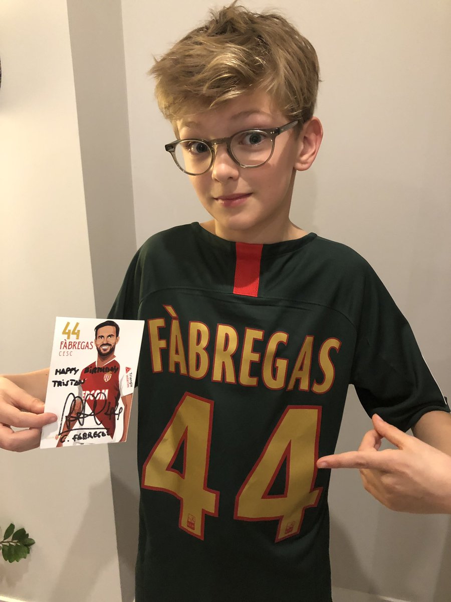 Thank you @cesc4official and @AS_Monaco for this amazing surprise - a very happy and excited 12 year old birthday boy 😍😍😍#Football #greatclub #Fan #birthday #happy