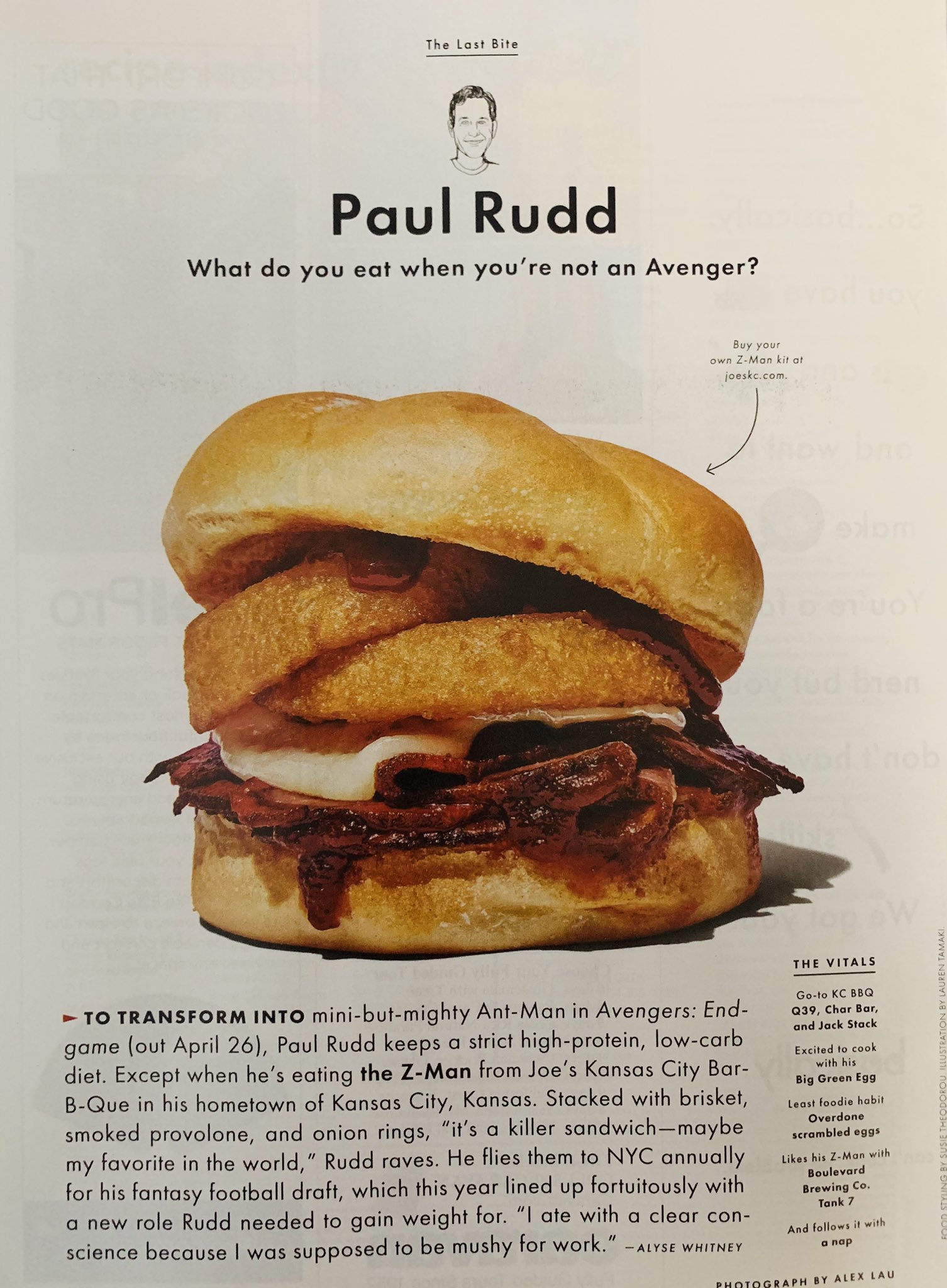 Joe's Kansas City on X: We love our homie Paul Rudd! He has some nice  things to say about us in the latest edition of @bonappetit magazine!   / X