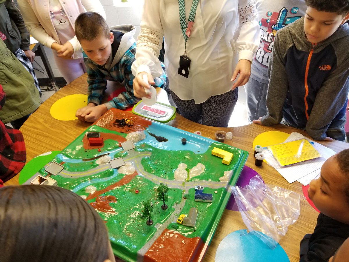 5th graders at Mack Benn learning about watersheds. "We all live downstream."
#mbmarlins
#spsk12proud