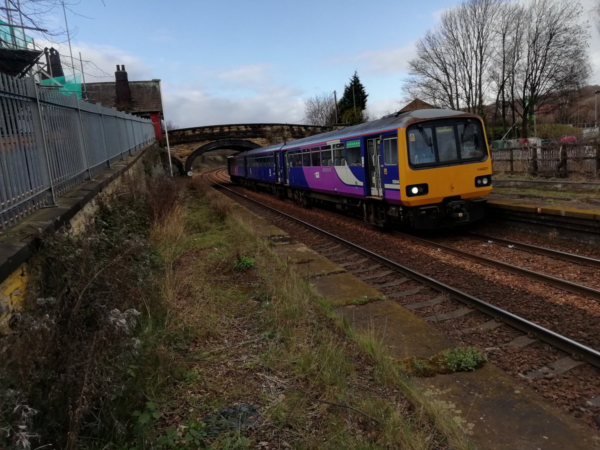 WetdogFBK's tweet image. 144021 passes through disused Chapeltown MR Station today. Couldn't get near to  where original shot was taken. @FgottenRelics  #railways #nostalgia #Class144