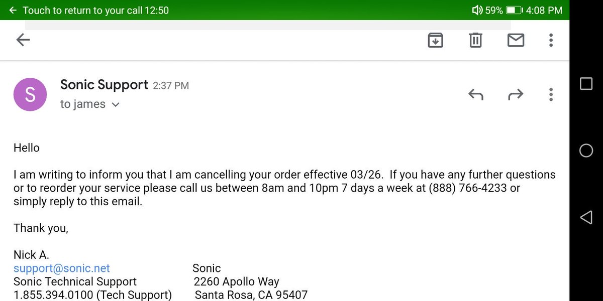 jbdeboer's tweet photo. @sonic End of story: after 3 missed install windows the tech finally showed up yesterday and installed the fiber.  Today, Sonic cancels the order. Abandoned on hold trying to figure this out. https://t.co/EnwPOcNK54