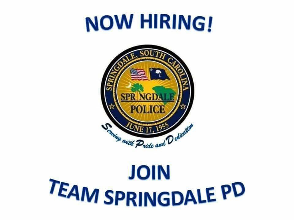 SpringdalePDSC's tweet image. SPD has an opening for a patrol officer position. We pay employee’s portion of insurance, take home car, Christmas bonus, merit increases, training, & gym membership to name a few. Applications can be found at springdalesc.com
#TeamSpringdalePDSC #WeAreHiring #LetsBeCops