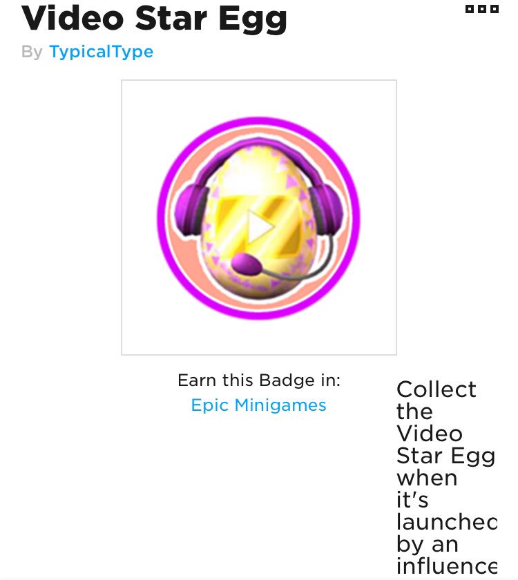 badgeimage video star egg roblox