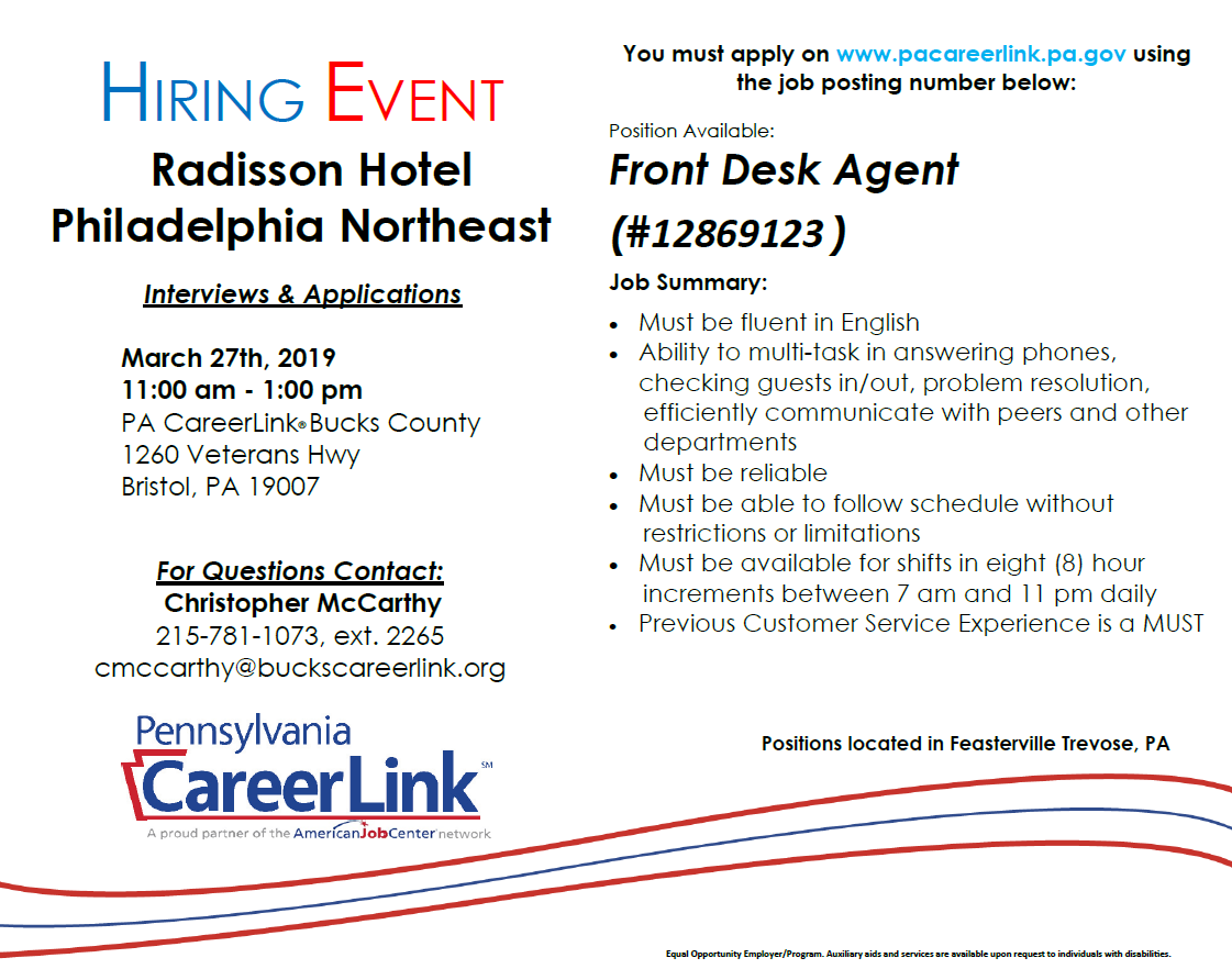 Uzivatel Pa Careerlink Bucks Na Twitteru Reminder Hiring Event