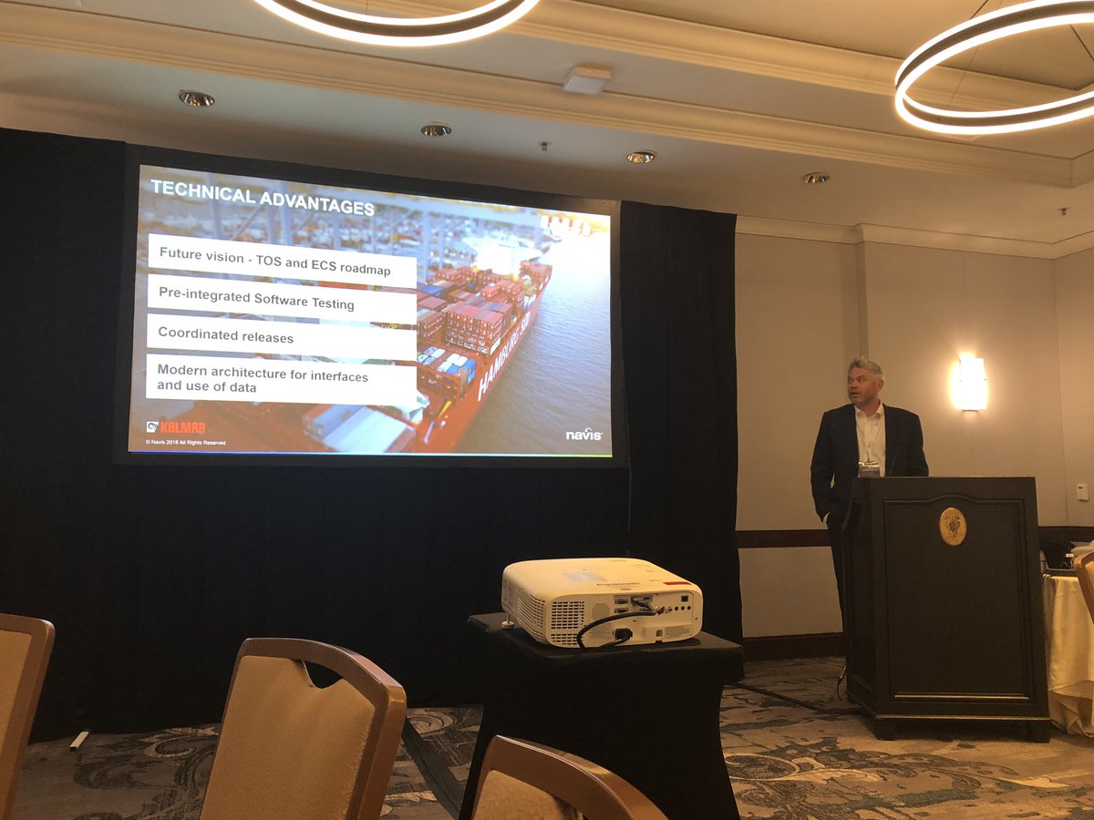 Kalmarglobal's tweet image. ”The technology is not enough on its on. We need to provide expertise and a commitment to allow operations to perform at an agreed level and support customers over the long term”, says Martin Church from Kalmar at #NW2019 #OneTerminal