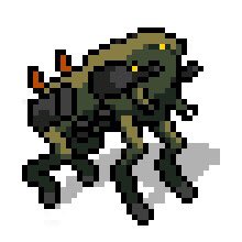 Makin Into the Breach-style sprites for folks playin  @Lancer_RPG on roll20, having a fantastic time. When I’m done with all the PC mechs I might try my hand at the NPCs.
