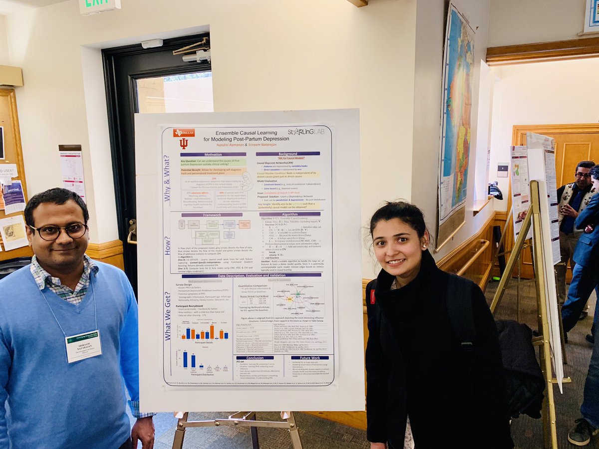 nandini_ramanan's tweet photo. At AAAI 2019 Causal Models symposium with our poster on using Machine learning for learning causal models in the context of post-partum depression #WHY19 @NSriraam_StaRAI @STARLing_lab https://t.co/lLNl4aA41a