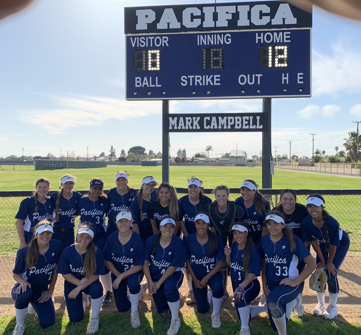 PHS_Mariners's tweet photo. In our first game back in action since the passing of our beloved coach, Mark Campbell, our softball team paid tribute to Coach Campbell in a pregame ceremony and defeated Crean Lutheran 12-0 #alwaysourcoach ⚓️🥎 https://t.co/sg0fMhaFhO