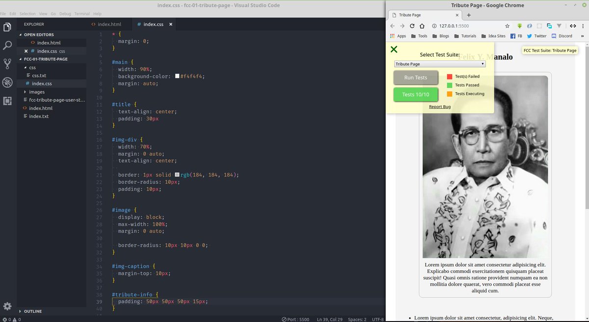 leocsdev's tweet image. Day 10 - FCC Tribute Page, done with user stories. Working on content and making it more responsive.
#100DaysOfCode