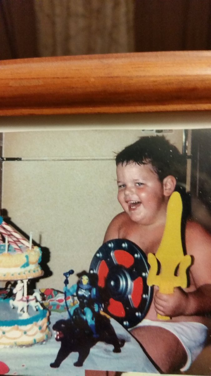 Biggybadass's tweet photo. @RETROTOYING Awesome pic brother and I love it. Here I am at my 7th birthday party and I'm loving my He-Man power sword and power shield set. I also got Battle Armor Skeletor and Panthor. Good times! #MOTU #HeMan #PowerSword #PowerShield #BattleArmorSkeletor #Panthor #AddictedToMOTU https://t.co/8wtLCq4vv5