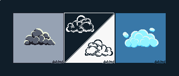 D44W33D's tweet photo. The first, second (#1bit I relly love this one) and 3rd #studdy for #clouds #aseprite #pixelart #dotpict #ドット絵 #ink #MortVSZughy https://t.co/5g2UVh8u5w