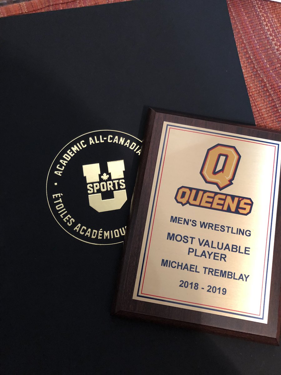 Super proud to be awarded Queen’s Wrestling MVP and Academic All Canadian honors tonight! Thanks to the team and my coaches for a great season!