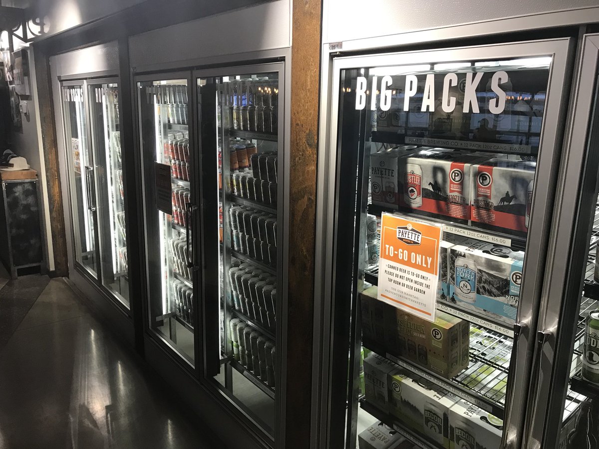 SaintArnold's tweet photo. Wow! Look at this selection of incredible Beer To-Go at @PayetteBrewing! Sure wish WE could do that! Right, Texas legislators? Remember folks, 49 other states can do it, Texas can’t. #BeerToGo #texas cc: @TXCraftBrewers @CraftPAC_TX https://t.co/YTnuSbD5u4