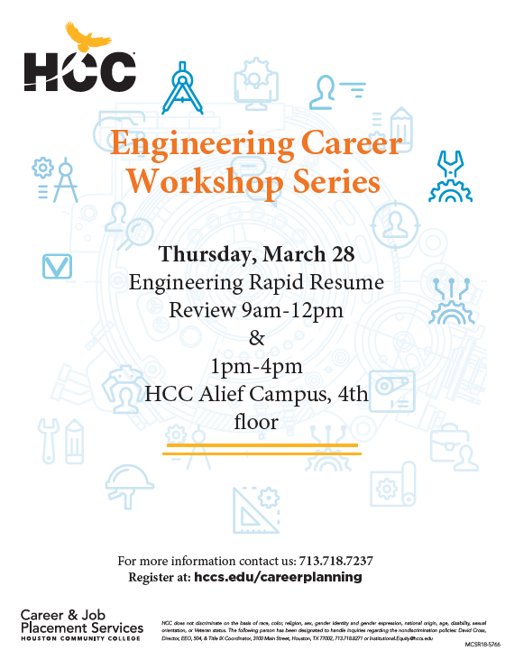 nsbe_uttyler's tweet photo. ANNOUNCEMENT: HCC will host a Engineering Career Workshop on this Thursday at HCC Alief Campus!!!  #r5nsbe #nsbeutt #r5success #nsbehouston #houstonprofessionals #HCC @R5NSBE https://t.co/D5ZHBrSIPx