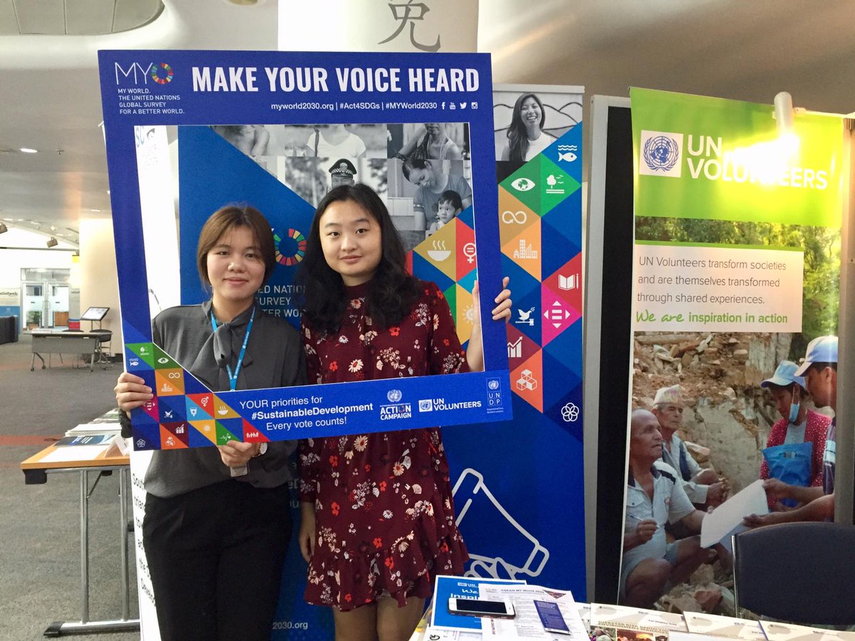 nadineravaud's tweet photo. .@UNDPasiapac at the #APFSD #partnerships pavilion to promote people's voices in the #SDGs. If you're at the #UNCC stop by the booth on 2nd floor &amp; show support for the #SDGs! Led by @UNDPasiapac @UNVAsiaPacific @SDGaction #Act4SDGs #MYWorld2030 https://t.co/MQp7oSCadW