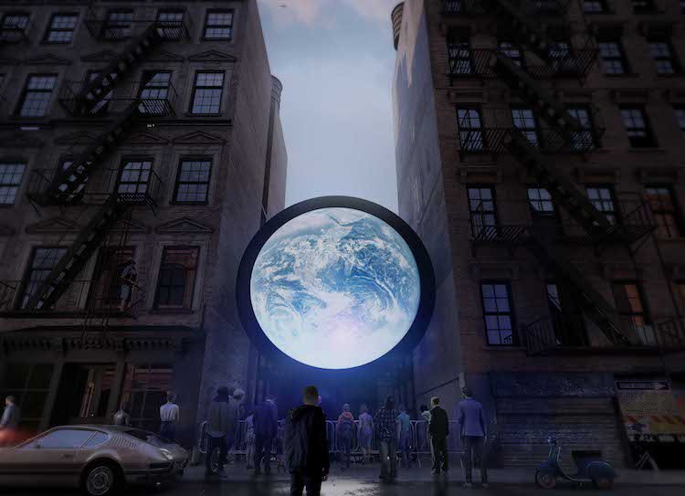 mymodernmet's tweet photo. Artist livestreams images of Earth from space in mesmerizing public art installation. https://t.co/YrkEOrvidV https://t.co/deCgMaDRXg