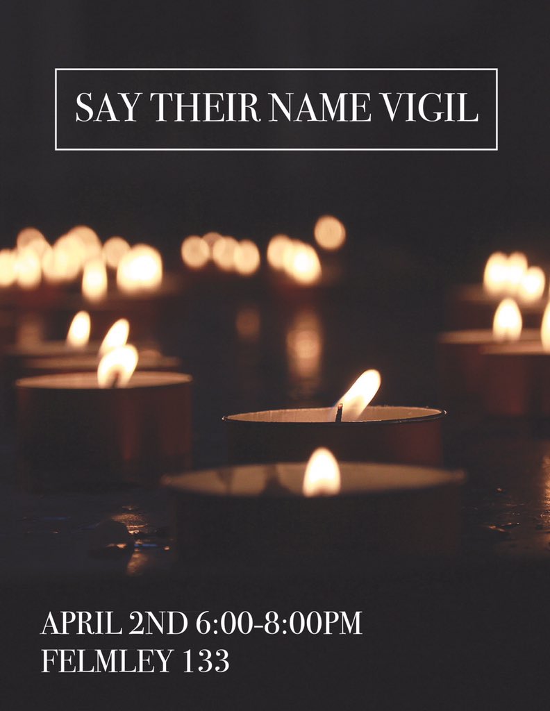 Next Tuesday come out in solidarity to organize around the violence that has taken place in America against Black people. We will have a guest speaker and “say their name“ as we recognize the people we have lost due to injustices in America!